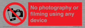 No photography or filming using any device